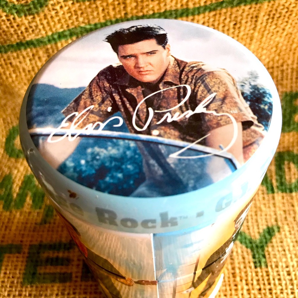 Vintage Vandor Elvis stacked collectible tin
